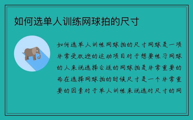 如何选单人训练网球拍的尺寸