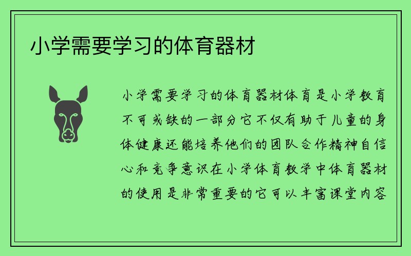 小学需要学习的体育器材