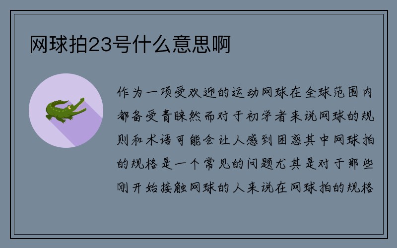 网球拍23号什么意思啊