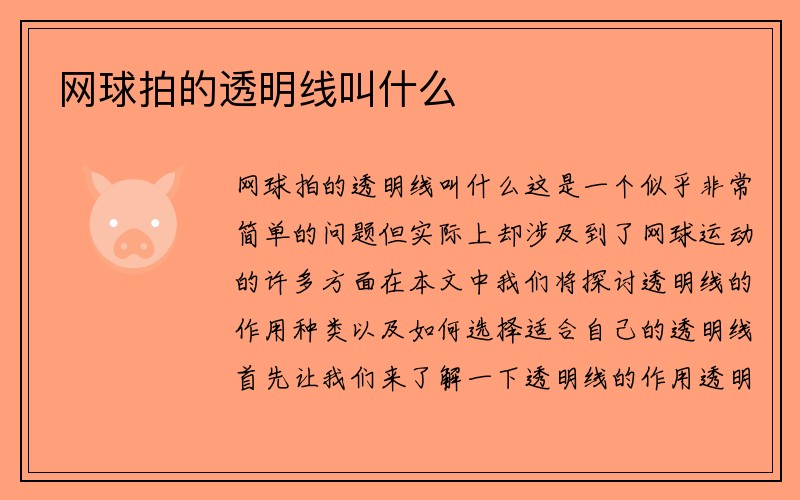 网球拍的透明线叫什么